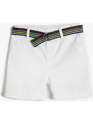 Koton Şort Kemer Detaylı Cepli Pamuklu Beli Ayarlanabilir Lastikli