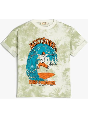 Koton Tişört Kısa Kollu Bisiklet Yaka Baskılı Pamuklu