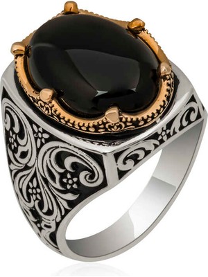 Stil Love Gümüş Siyah Zirkon Taşlı Erkek Yüzük