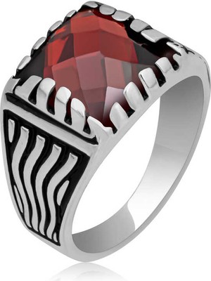 Stil Love Gümüş Kırmızı Zirkon Taşlı Çocuk Erkek Yüzük