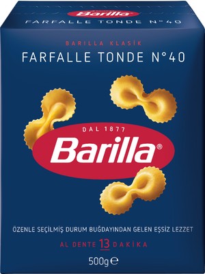 Barilla Fiyonk/ Farfalle Tonde Sade Makarna 500 Gr İtalya Menşeli Yüksek Kaliteli Lezzet