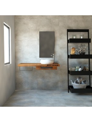 Deryawood Genüs Ahşap Banyo Rafı 40*80*76 Yeşil Eskitme