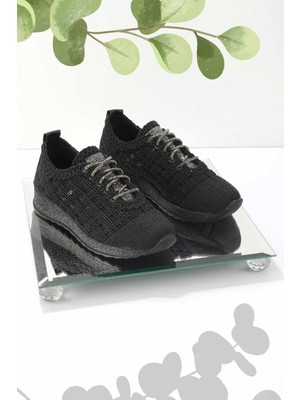 Bambi Siyah Örgü  Kadın Casual Ayakkabı K01511055516