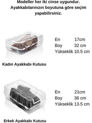 Bambus Home 10'lu Şeffaf Erkek Ayakkabı Kutusu