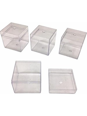 Yeni Hediyelik Dünyam Kapaklı Pleksi Mika Kutu (5X5X5 Cm-12'li Paket)