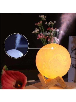 Ledim 3D Dolunay Işıklı Ay Gece Lambası Dekor 880 ml 3 Renkli Ay Işığı Gece Lambası