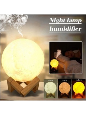 Ledim 3D Dolunay Işıklı Ay Gece Lambası Dekor 880 ml 3 Renkli Ay Işığı Gece Lambası