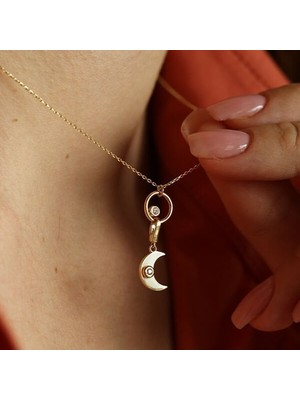 By Milo Jewellery Cercle Moon Altın Kolye