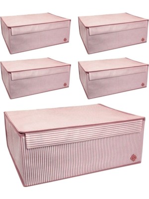 Venitahome 5 Adet Kapaklı Çok Amaçlı Çamaşır-Saklama-Düzenleme Vb Hurç Kutu Baza 50 x 40 x 19