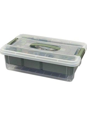 Hobby Life Stormax 6 Litre Bölmeli Kapaklı Çok Amaçlı Saklama Kutusu Organizer Yeşil Kapaklı Saklam