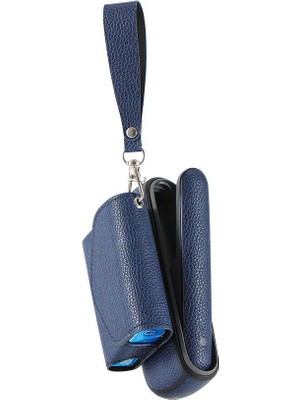 Zigver Sigara Saklama Çantası Aksesuarları ile Iqos Iluma Için Kapı Kapağı ile Renkli Pu Deri Kılıf Yumuşak Çanta Blue