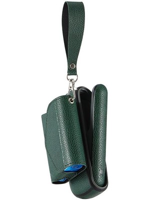 Zigver Sigara Saklama Çantası Aksesuarları ile Iqos Iluma Için Kapı Kapağı ile Renkli Pu Deri Kılıf Yumuşak Çanta Green