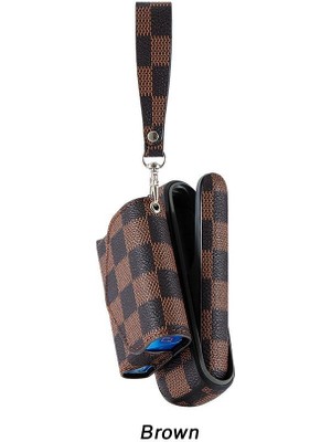 Zigver Sigara Saklama Çantası Aksesuarları ile Iqos Iluma Için Kapı Kapağı ile Renkli Pu Deri Kılıf Çanta Brown