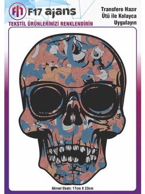 F17 Ajans Ütü ile Yapışan Tekstil Baskı Görseli Vintage Kurukafa