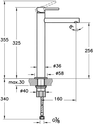 VitrA Origin A4255836WTC Lavabo Bataryası (Yüksek Large) Mat Siyah