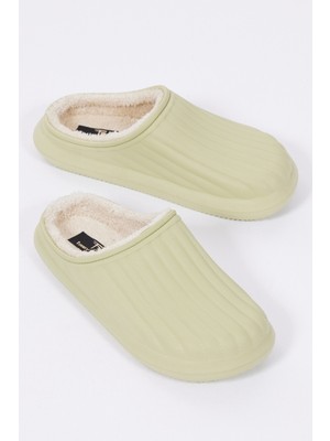 Tonny Black Kadın Yeşil Rahat Kalıp Önü Kapalı Içi Yünlü Kışlık Eva Ev Terliği
