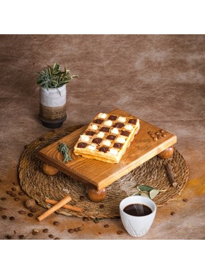 Goodwood Risus Top Ayaklı 17X25 cm Ahşap Dikdörtgen Pasta Sunum Servis Tabağı