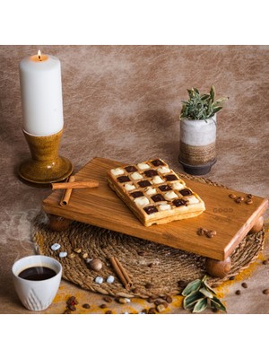 Goodwood Risus Top Ayaklı 17X25 cm Ahşap Dikdörtgen Pasta Sunum Servis Tabağı