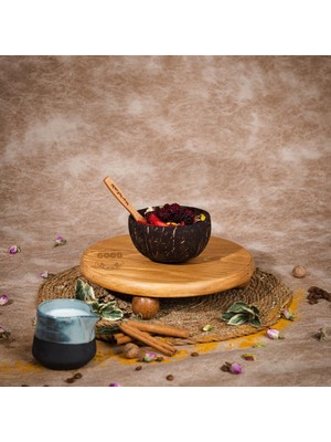 Goodwood Risus Top Ayaklı Ahşap Yuvarlak Pasta Sunum Servis Tabağı 25 cm Kayın Ağacından El Yapımı Zarif Tasarım