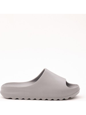 Tonny Black Unisex Gri Rahat Kalıp Düz Model Önü Açık Eva Terlik