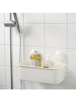 IKEA Beyaz Duş Sepeti Kare Meridyendukkan Banyo Raf Vantuzlu Banyo Rafı 28X17X17 Sepet