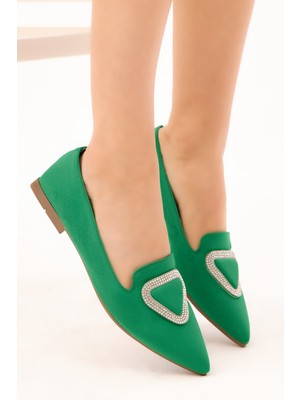 Tonny Black Kadın Taş Işlemeli Üçgen Tokalı Sivri Burunlu Babet