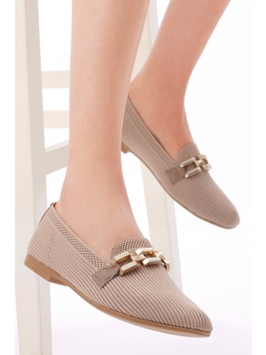 Tonny Black Kadın Vizon Rahat Kalıp Tokalı Örgü Babet