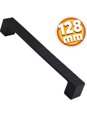 Badem10 Bihter Desenli Mobilya Mutfak Dolabı Çekmece Dolap Kapak Kulpu Kulbu Siyah 128 mm Metal Kulp