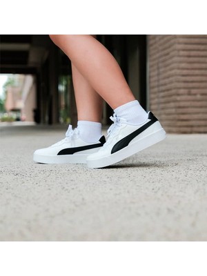 Puma Skye Clean - Kadın Deri Beyaz-Siyah Spor Ayakkabı - 380147 04