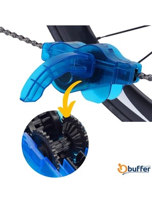 Buffer® Bisiklet Zincir Dişlisi Koruyucu Pas Sökücü Temizleme Fırçası Aparatı Bakım Seti 4 Parça