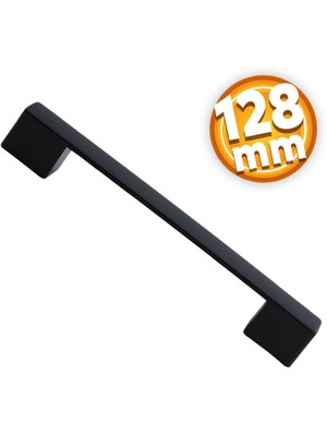 Badem10 Gölcük Düz (128 mm - 12.8 cm) Siyah Metal Mobilya Mutfak Dolabı Çekmece Dolap Kapak Kulpu Kulbu Kulpları
