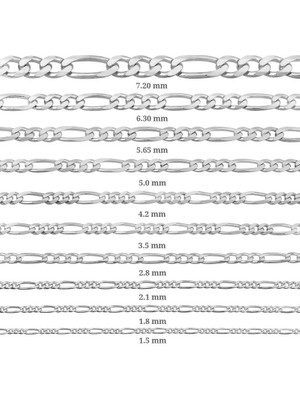 Stil Love 1.50 mm Gümüş Figaro Zincir - 0.40 Mikron