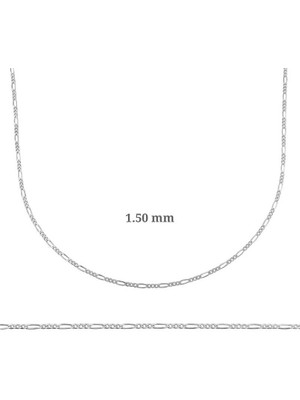 Stil Love 1.50 mm Gümüş Figaro Zincir - 0.40 Mikron