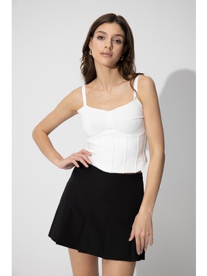 Sherin Beyaz Askılı Triko Korse SWA4657BE