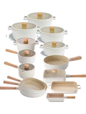 Neoflam Fika Alüminyum Döküm Cam Kapaklı 22 Parça Pro Tencere & Tava Seti