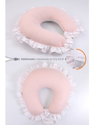 Umaybebek Emzirme Yastığı Minderi, Pamuk Kumaş - Prenses Fırfırlı