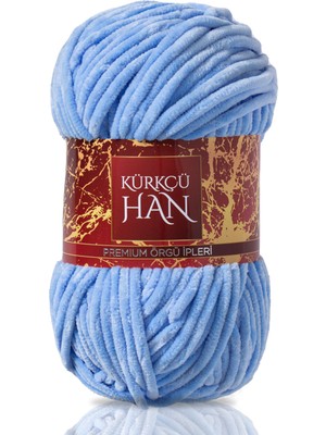 Kürkçü Han Kadife 100 gr 95 mt Bebek Mavisi Örgü İpi Yumuşak, Kalın ve Sağlam Yapı ile Amigurumi İçin