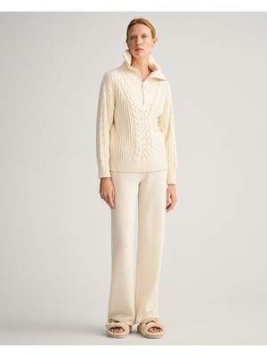Gant Kadın Bej Relaxed Fit Yarım Fermuarlı Kazak 4803153.130