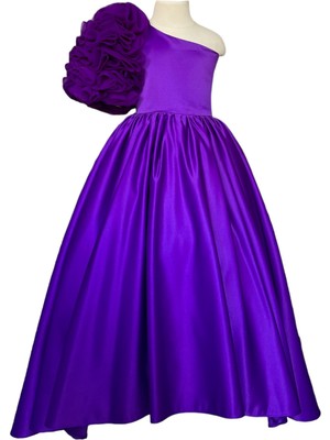 Zühre Balaban Mor Rosetta Kız Çocuk Abiye Elbise, Özel Gün, Girl Evening Dress Toddler Dress