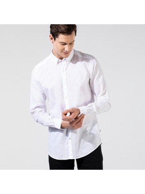 Nautica Erkek Beyaz Slim Fit Uzun Kollu Keten Gömlek W35000T.1BW