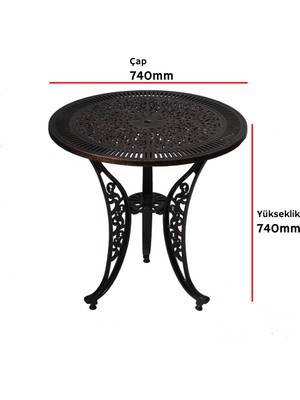 Genn Retail Aluminyum Döküm Bahçe Balkon Oturma Grubu 3 Parça 2 Sandalye + 1 Masa