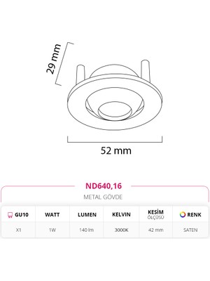 Nevo Sıva Altı Yıldız Spot Saten 1W 3000K Gün Işığı ND640