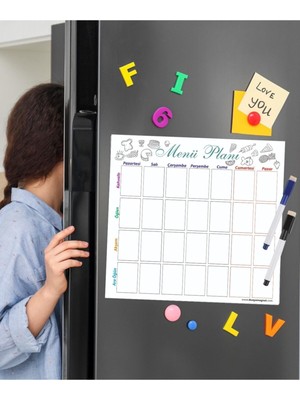 Dünya Magnet Haftalık Menü Magnet Planlayıcı , Silinebilir Mıknatıslı Yazı Tahtası Pano + 2 Kalem