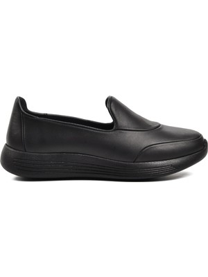 Ayakmod 1000 Siyah Hakiki Deri Kadın Günlük Ayakkabı