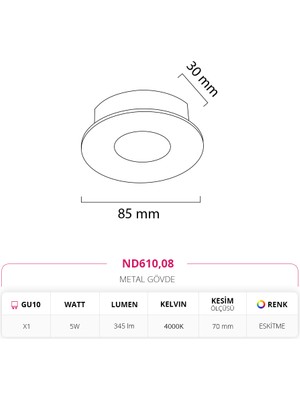 Nevo Sıva Altı Spot Eskitme 5W 4000K Ilık Beyaz ND610