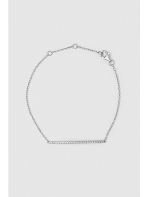 So CHIC Minimal Zarafet 18 Ayar Beyaz Altın Kaplama 20 Cm Gümüş Bileklik