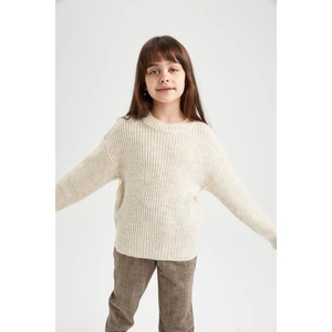 Kız Çocuk Oversize Bisiklet Yaka Triko Kazak Z4620A622WN