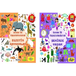 Benim İlk Yapıştırmalarım Seti 2 Kitap - Egzotik Hayvanlar - Şehirde Yaşam