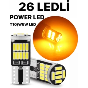 T10 LED 26 Ledli W5W Metal Ultra Power TURUNCU Park Plaka Tavan Ampulü 1 TAKIM