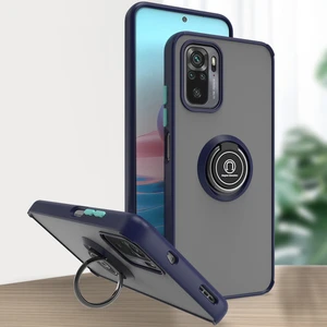 Xiaomi Redmi Note 10 4g / Note 10S Için Yüzük Stand Mat Sert Silikon Telefon Kılıfı - Mavi (Yurt Dışından)